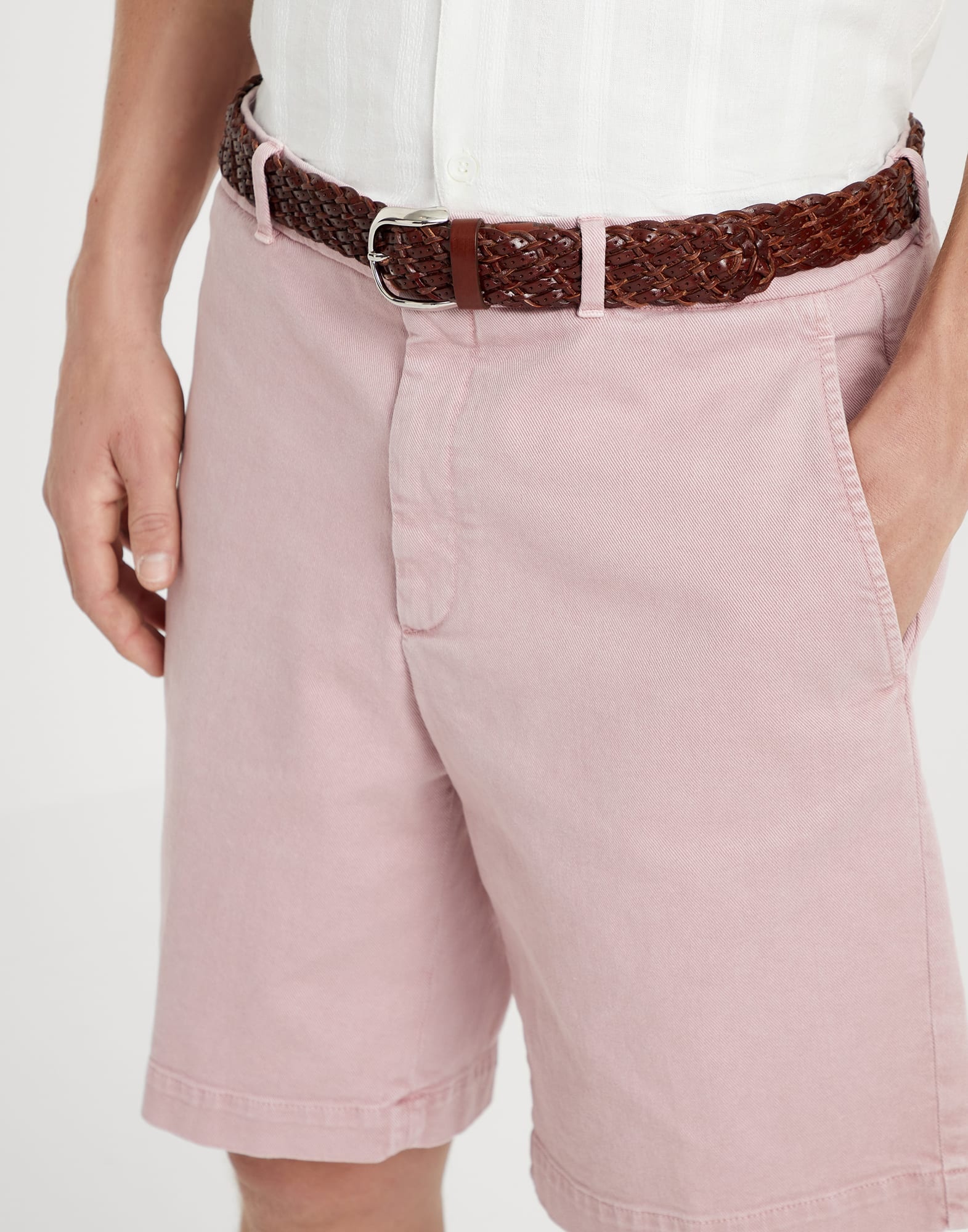 Garment-dyed comfort cotton lightweight denim Bermuda shorts - 3