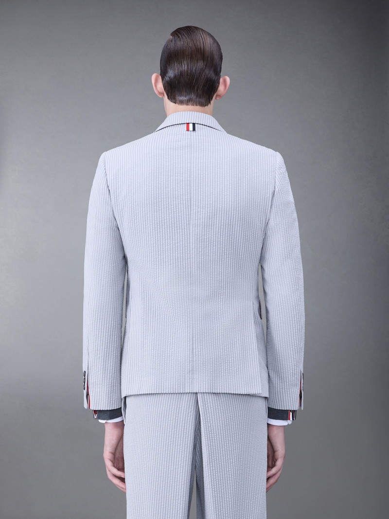 Thom Browne stripe-print seersucker cotton blazer outlook