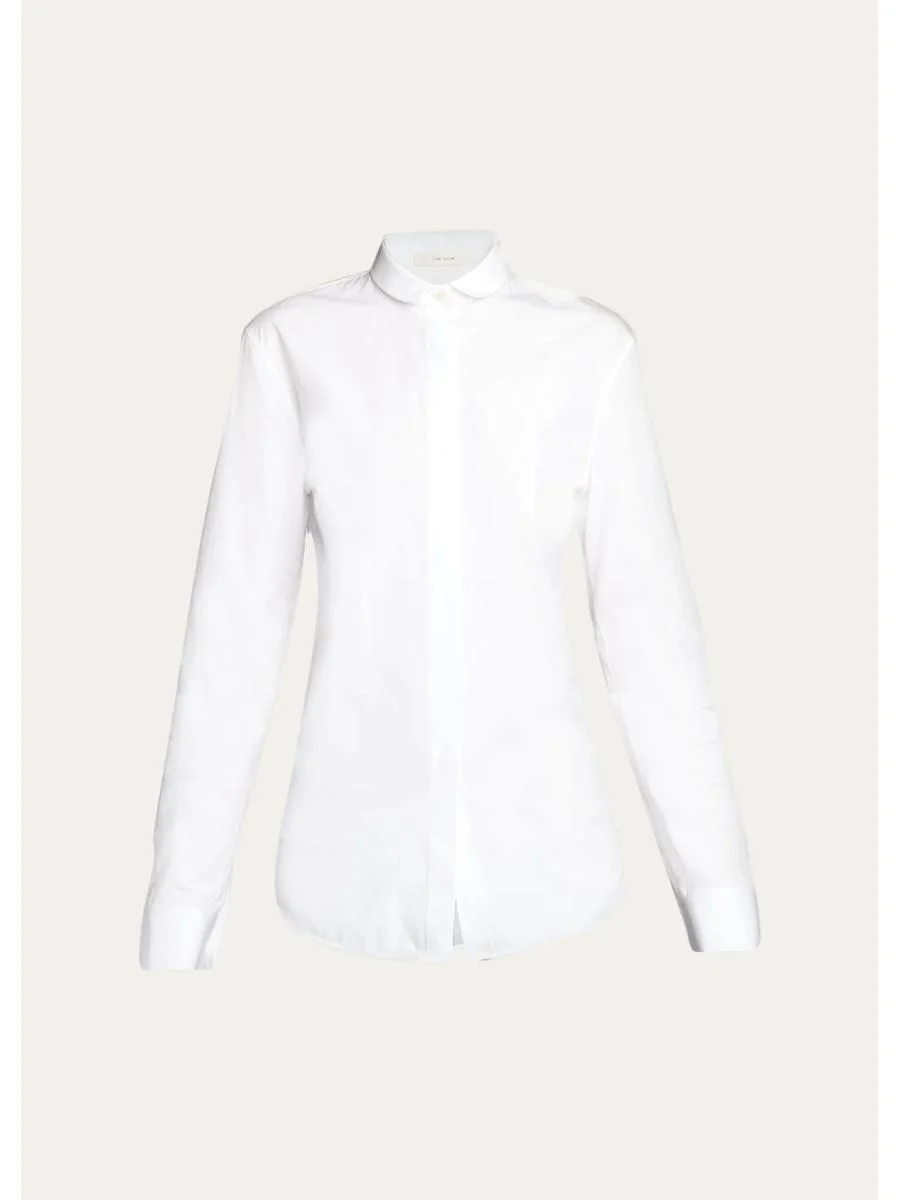 Lapina Cotton Poplin Slim Button-Down Shirt - 1