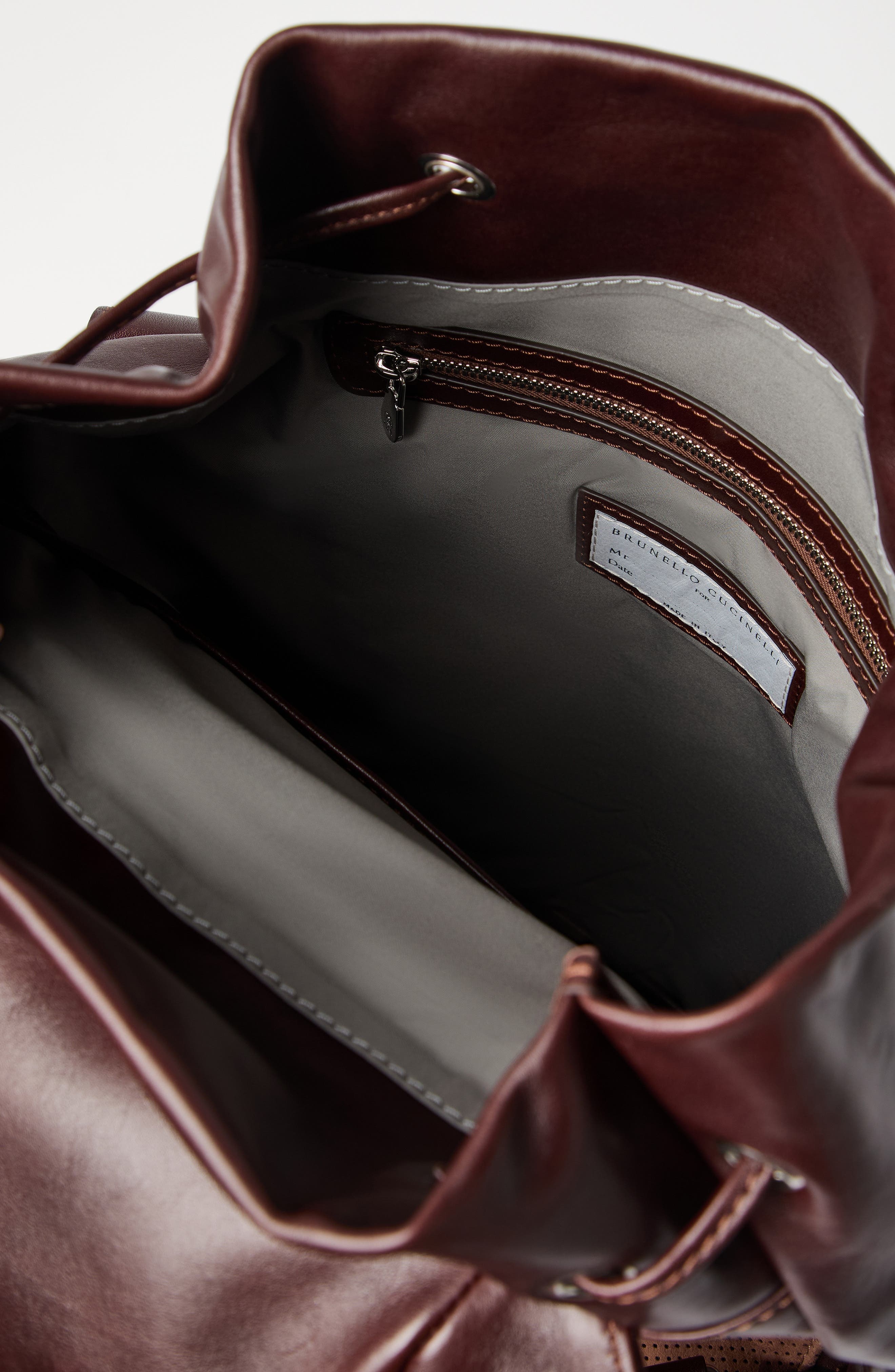 Brunello Cucinelli Calfskin leisure backpack in Burgundy at Nordstrom - 6