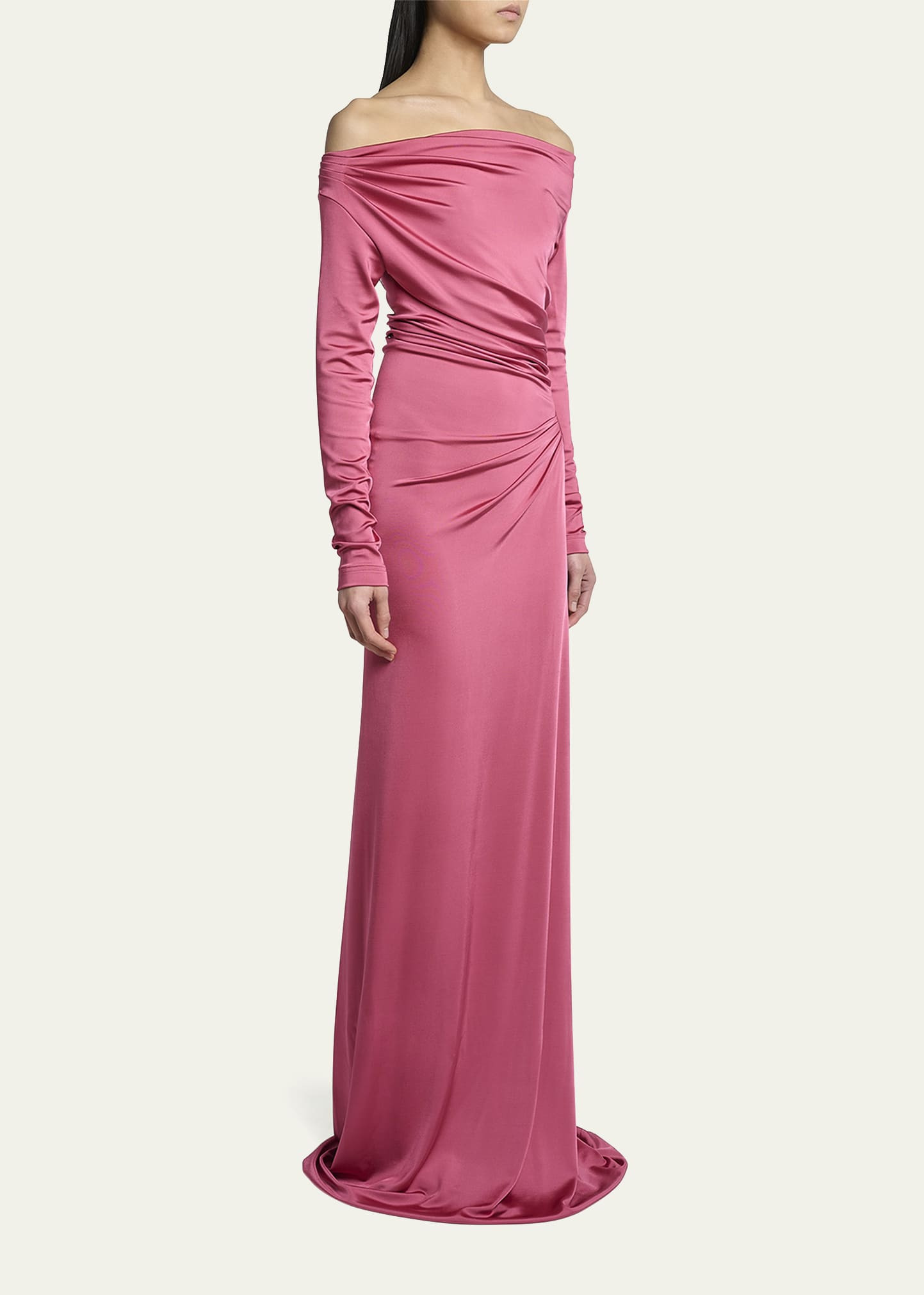 Off-Shoulder Draped Gown - 4