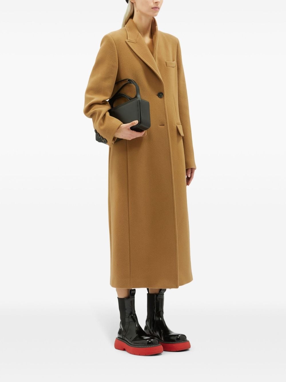 notched-lapel button-fastening coat - 2