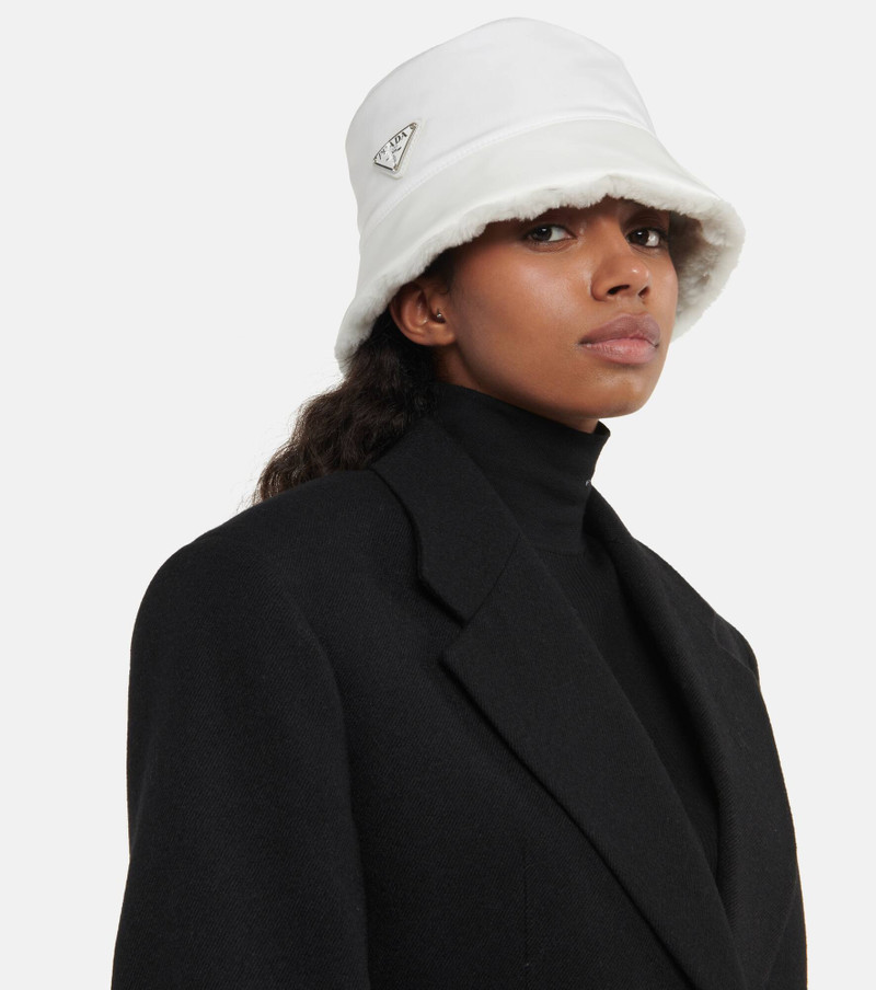 Prada Re-Nylon shearling-trimmed bucket hat outlook