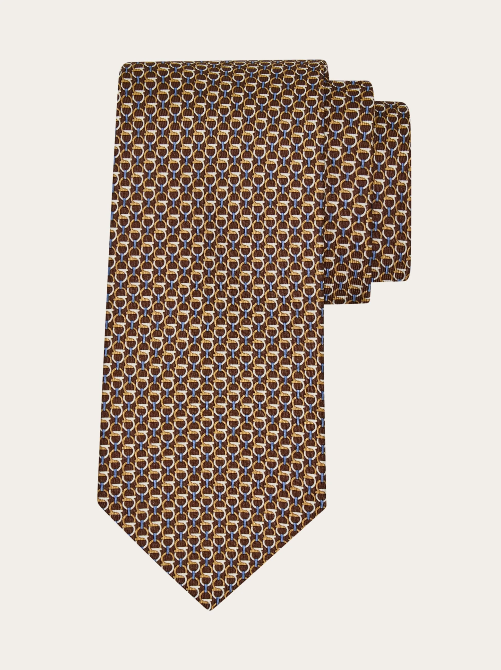 Gancini links print silk tie - 1