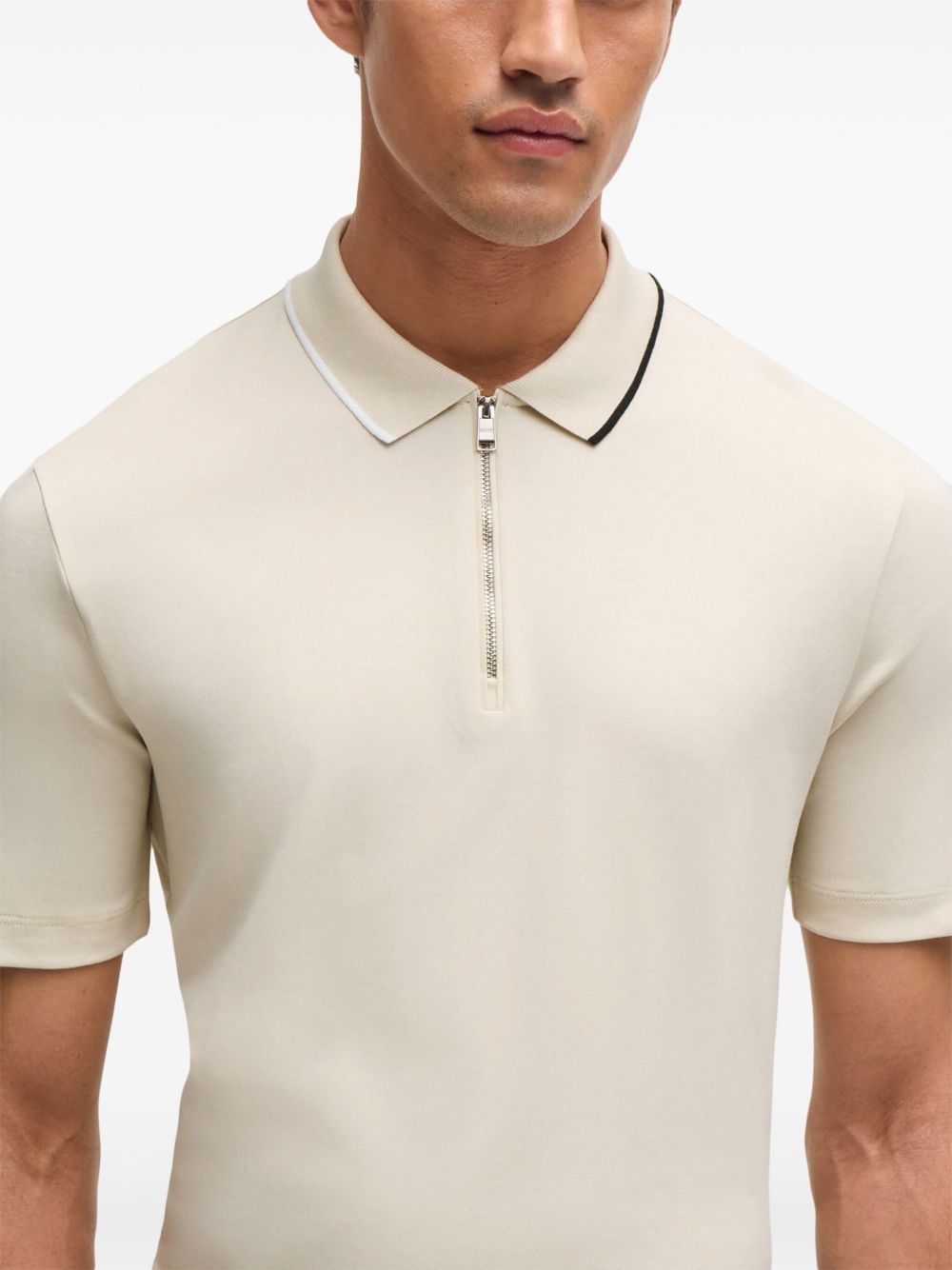 half-zip interlock-weave polo shirt - 5