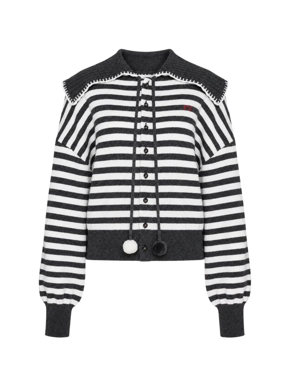striped sailor-collar cardigan - 1