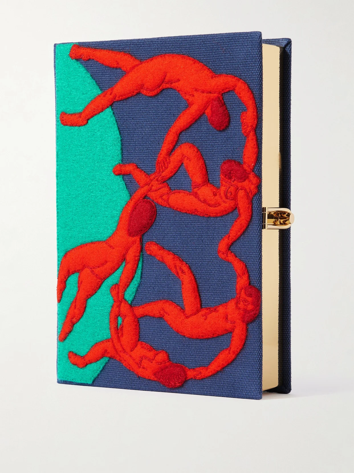 Dance Embroidered Appliquéd Canvas Clutch - 1