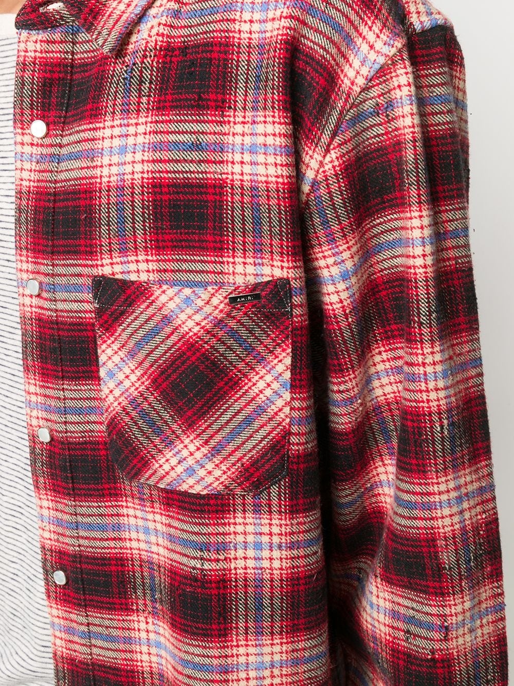 distressed check shirt - 5