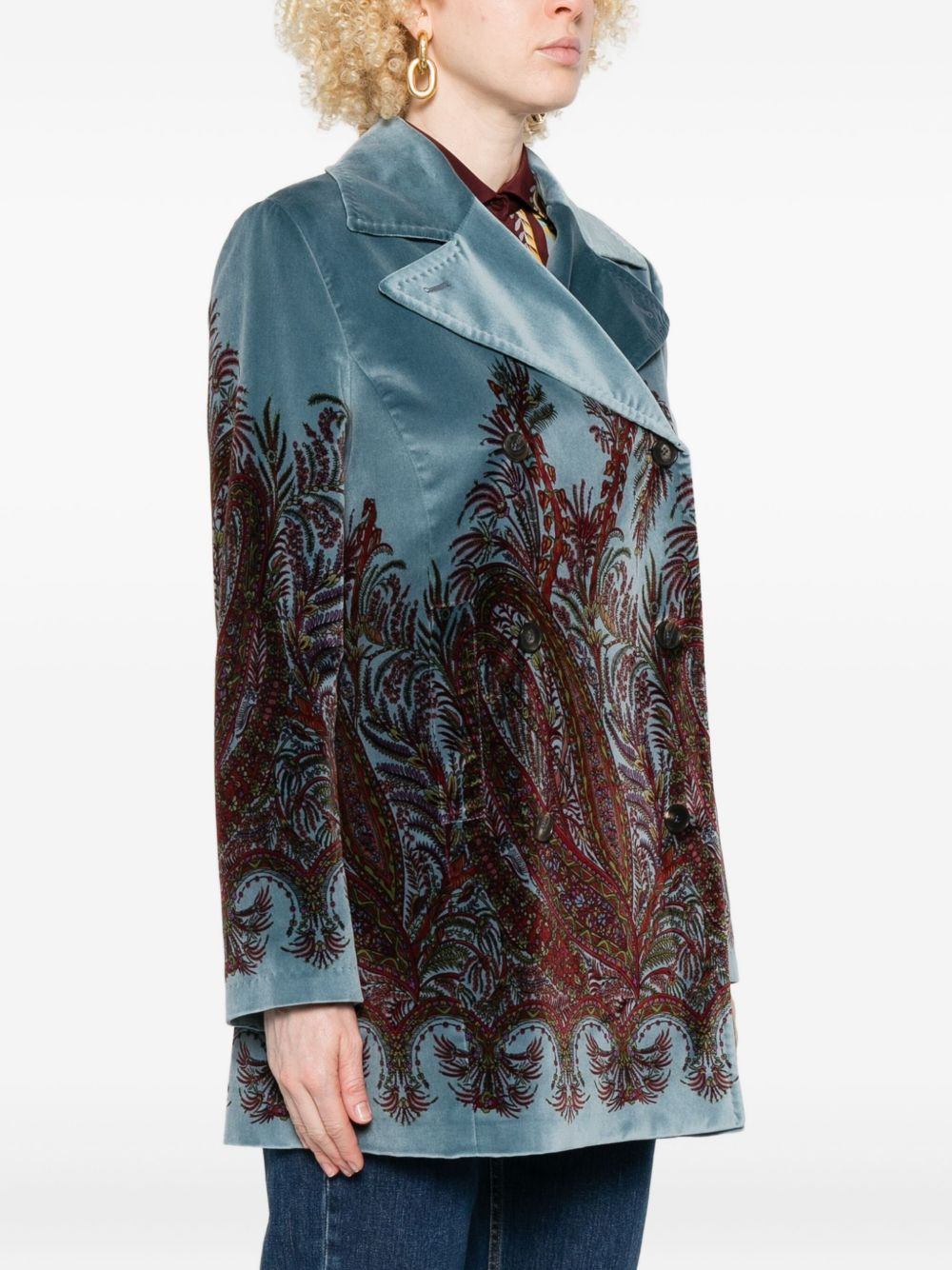 floral-print velvet jacket - 3