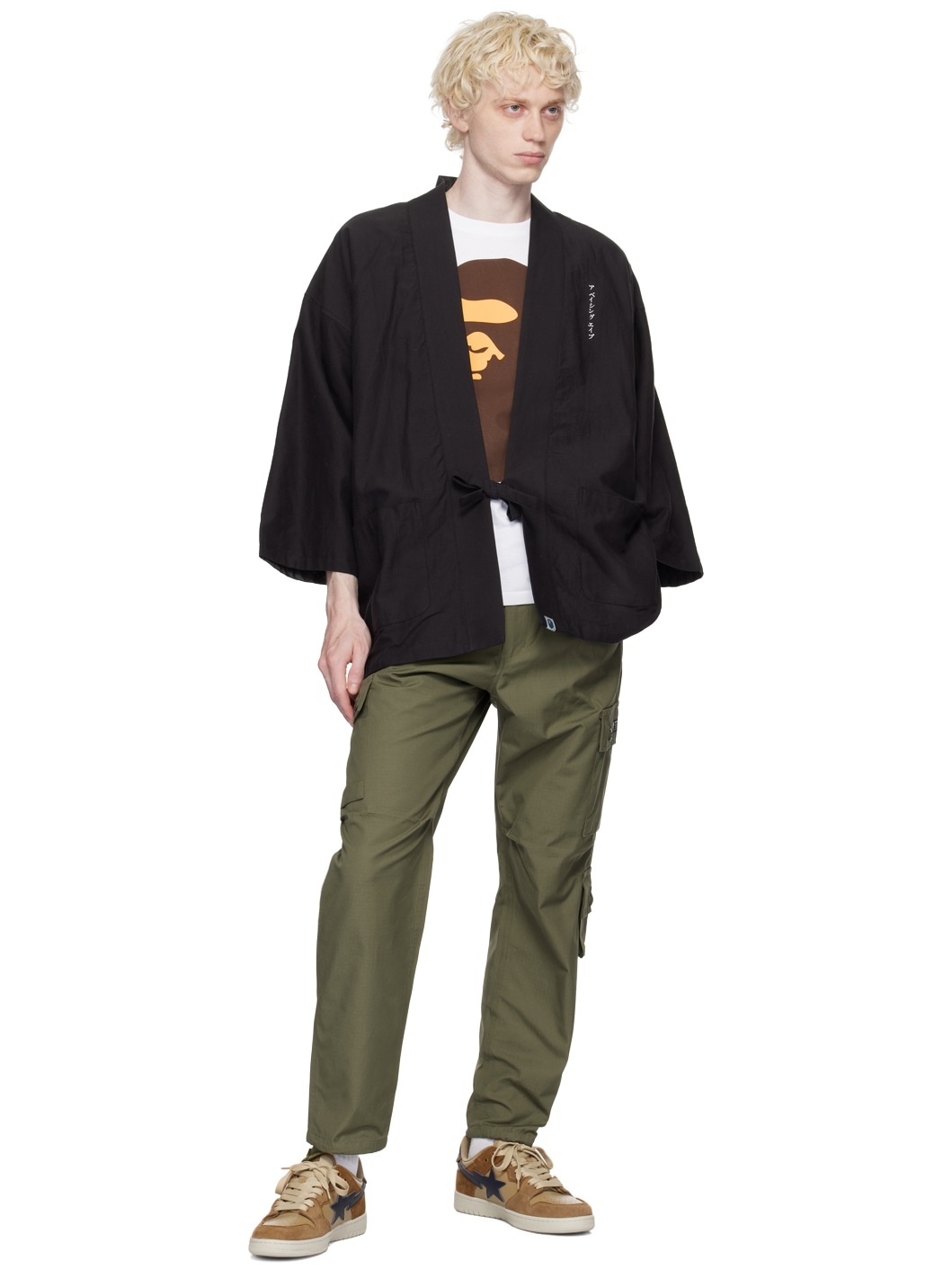 Khaki Pleated Cargo Pants - 4