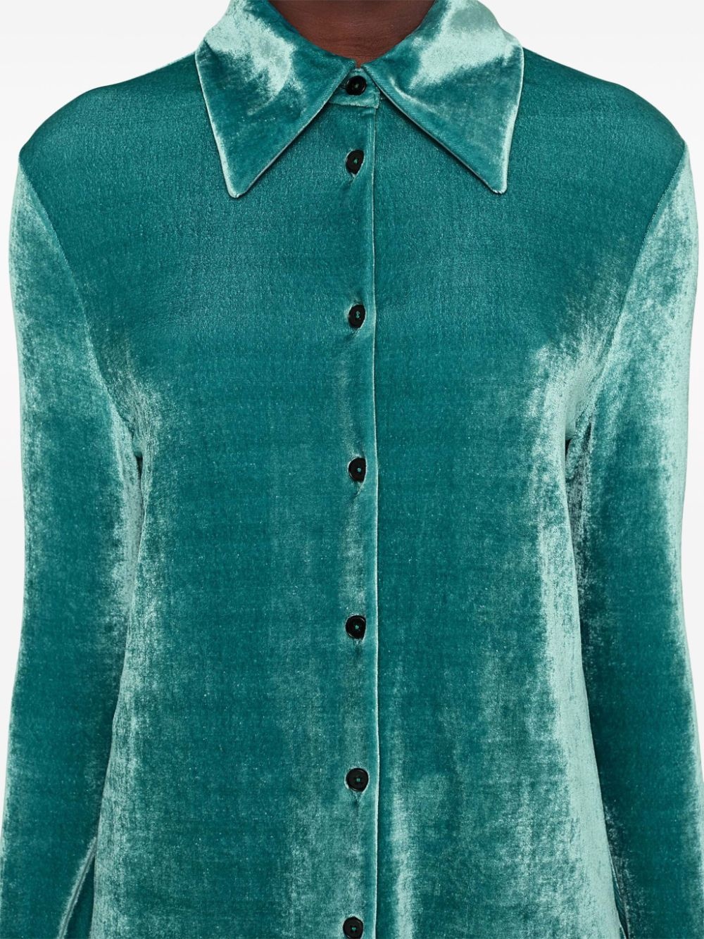 pointed-collar velvet shirt - 3
