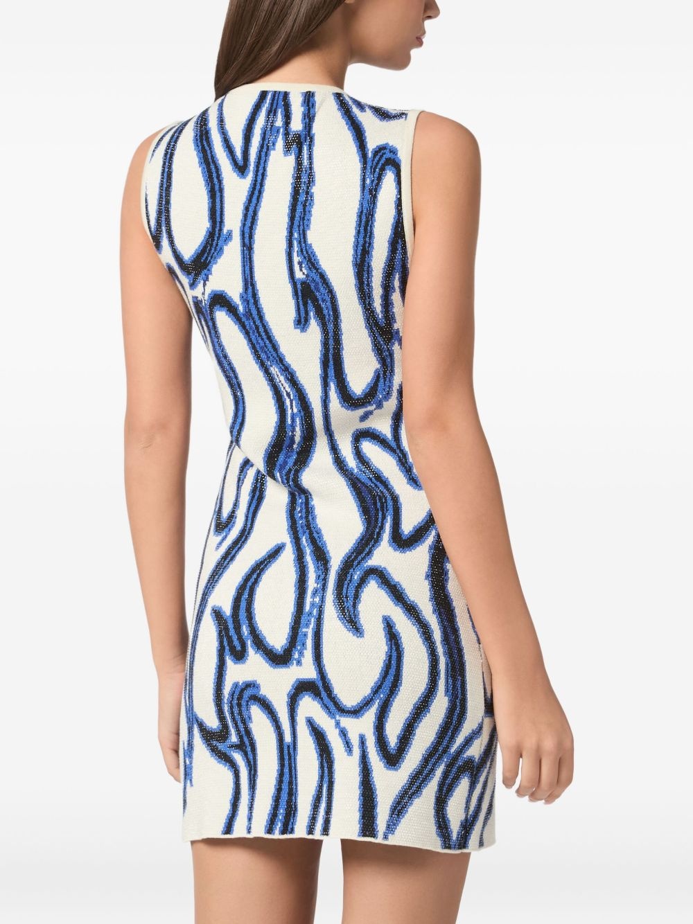 patterned-jacquard flame-motif mini dress - 4