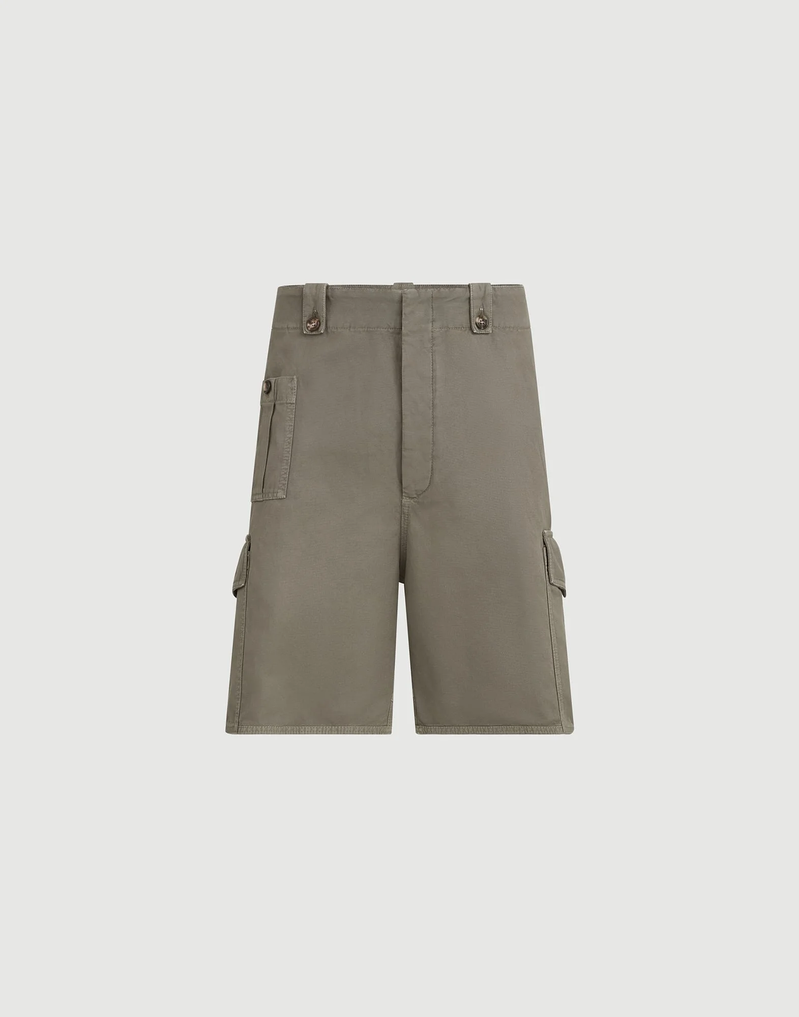 Garment-dyed Bermuda shorts in cotton and linen canvas with cargo pockets - 1