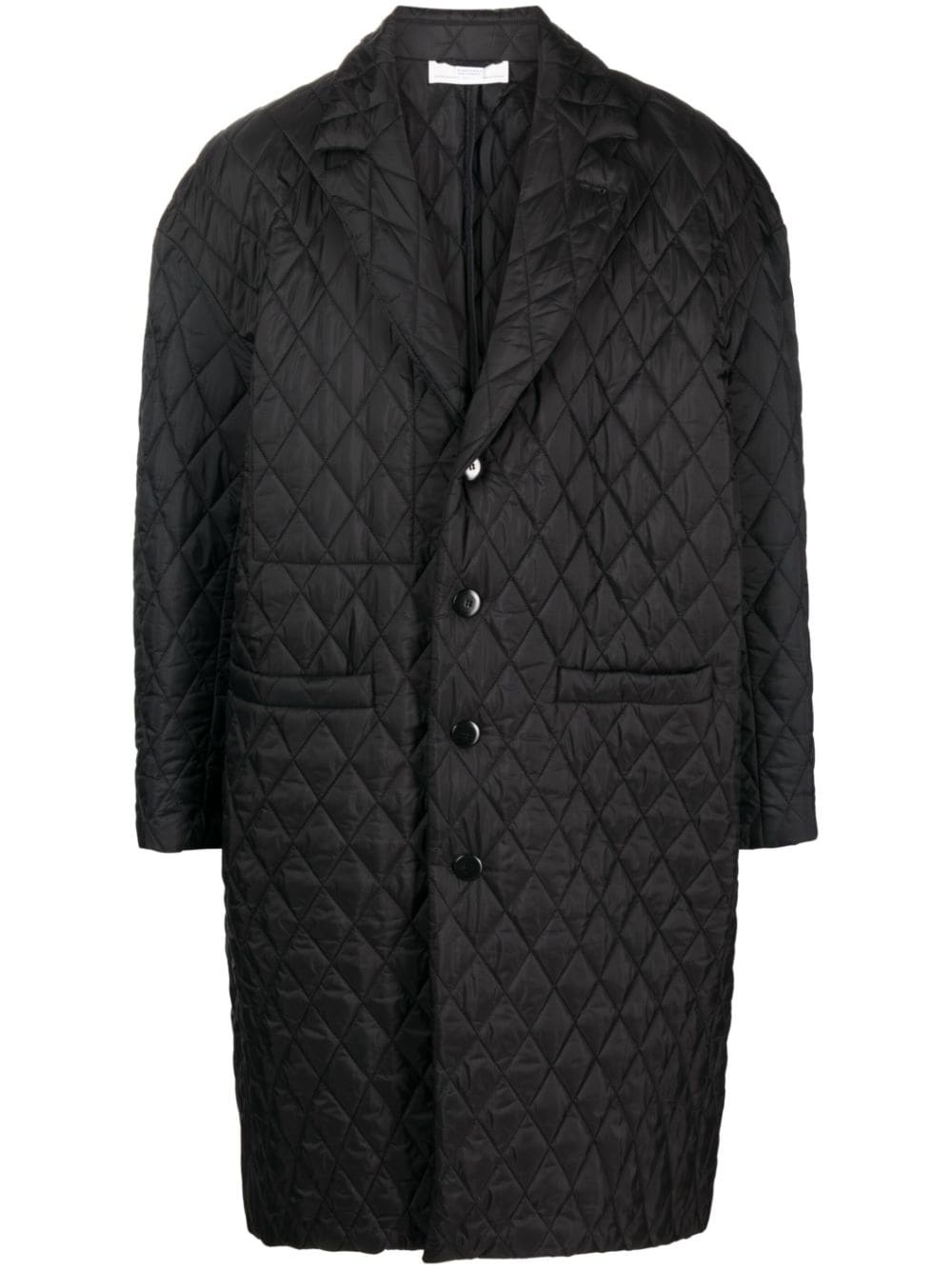 diamond-quilted single-breasted coat - 1