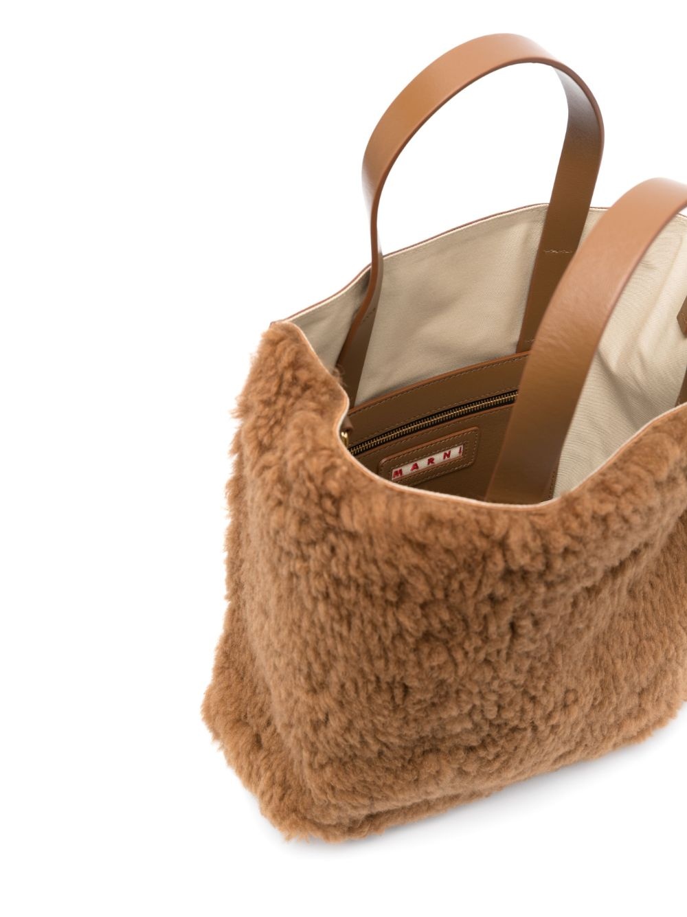 logo-patch shearling tote bag - 5