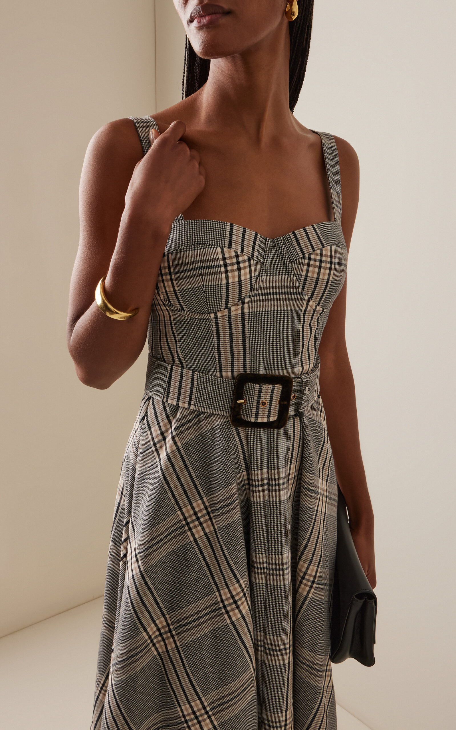 Calypso Plaid Cotton-Blend Midi Dress plaid - 3