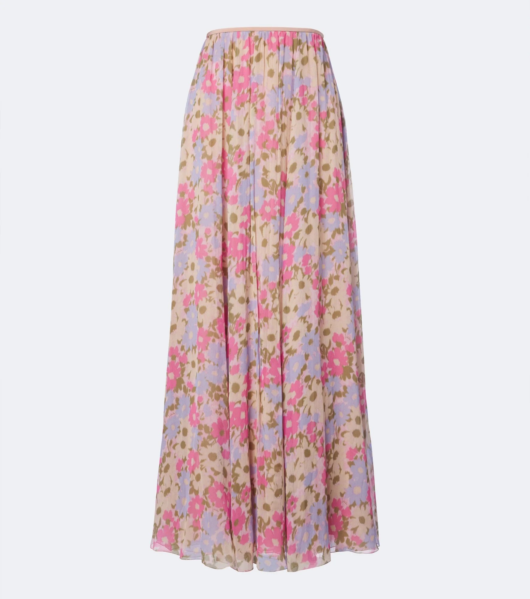 Floral silk crêpe de chine maxi skirt - 1