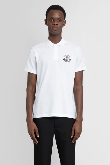 Moncler men's white logo polo shirt - 1