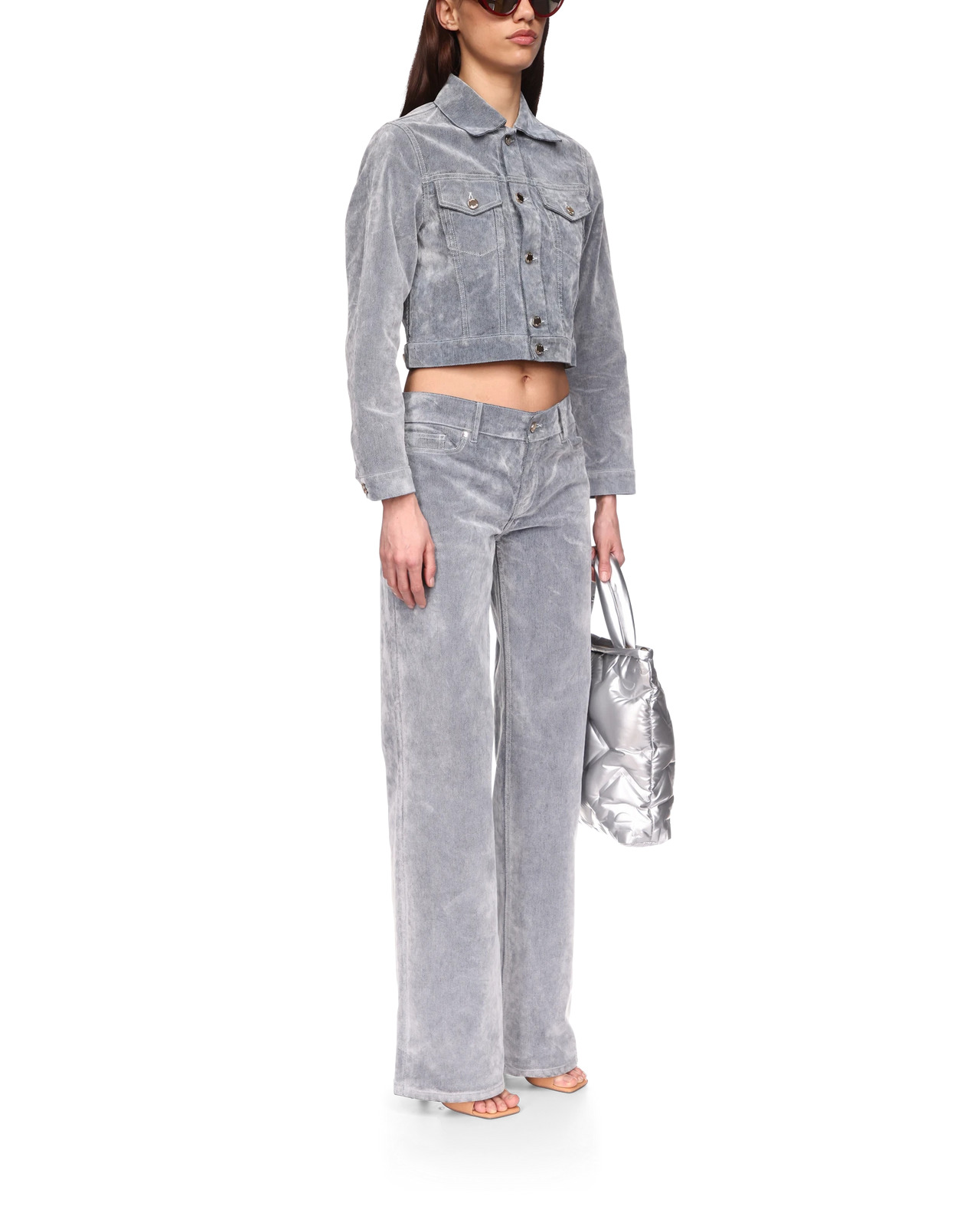 Peach Textured Jeans - 5