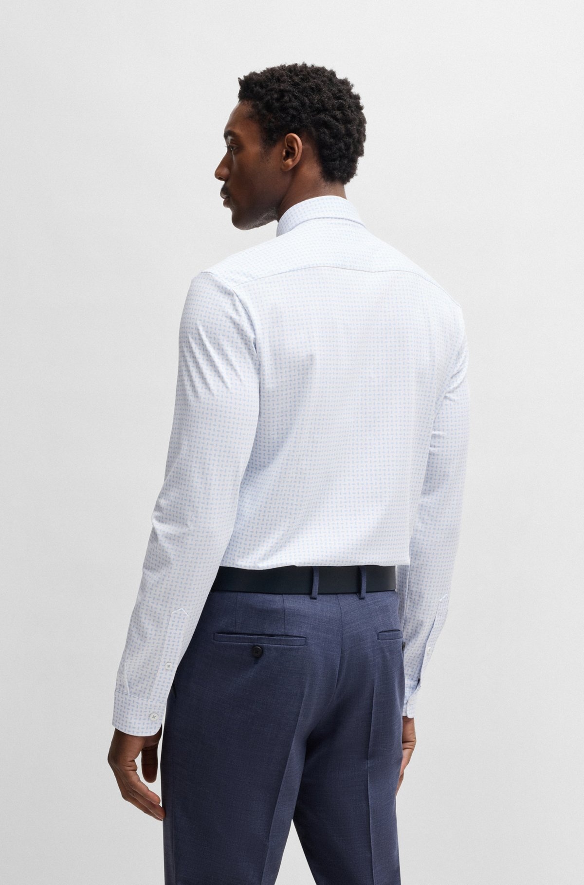 SLIM-FIT SHIRT IN A PRINTED COTTON BLEND - 5