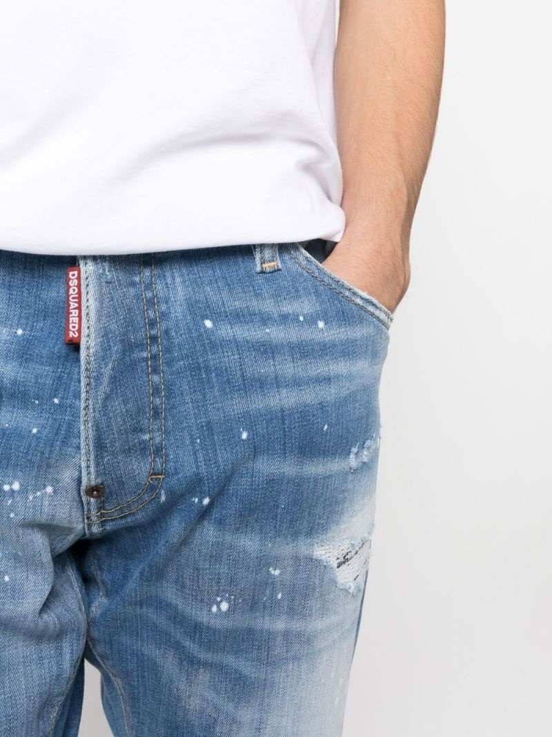 distressed mid-rise straight-leg jeans - 5