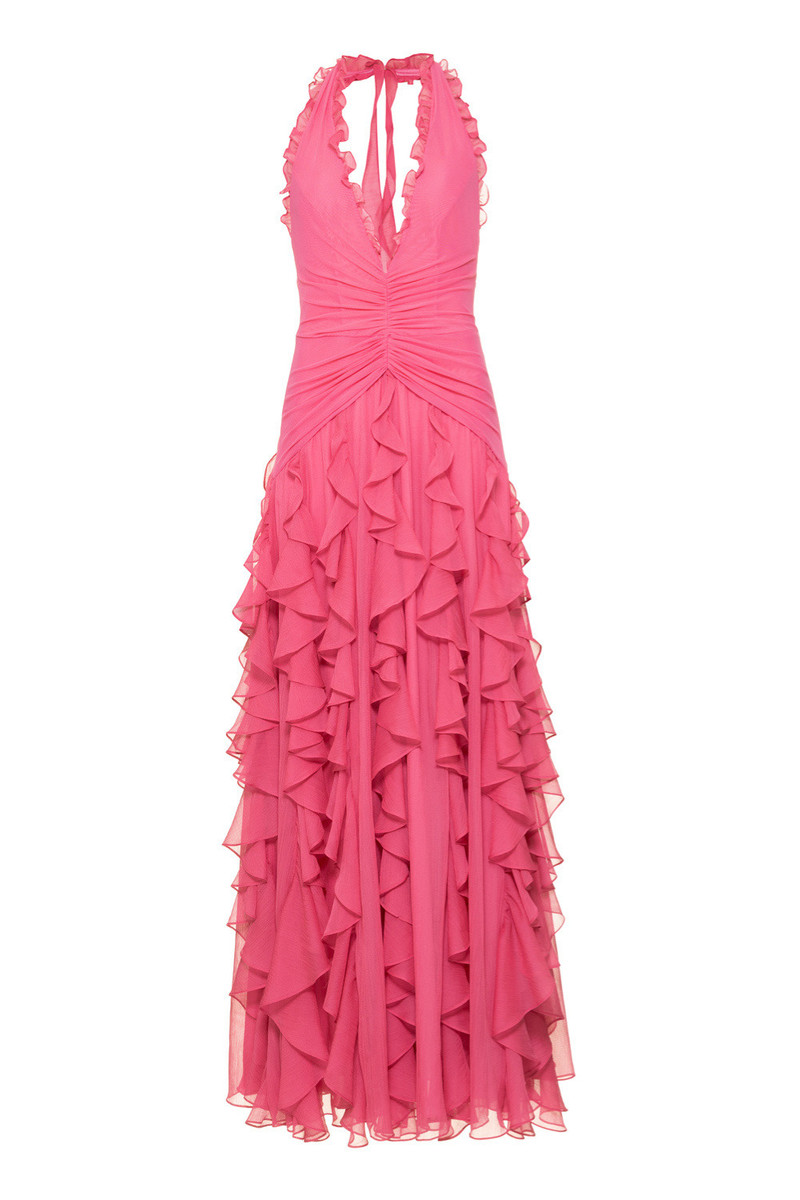 SILK PLISSE PLUNGE GOWN 4
