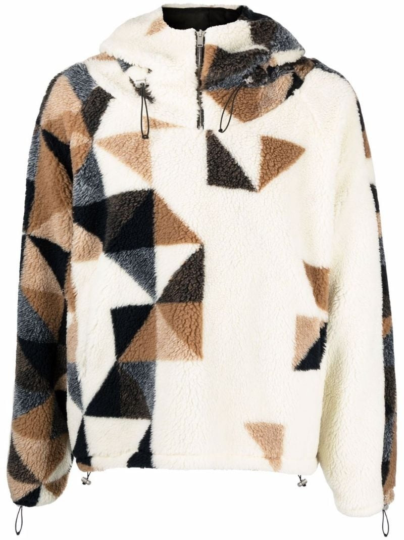 fleece geometric-detail sweatshirt 1