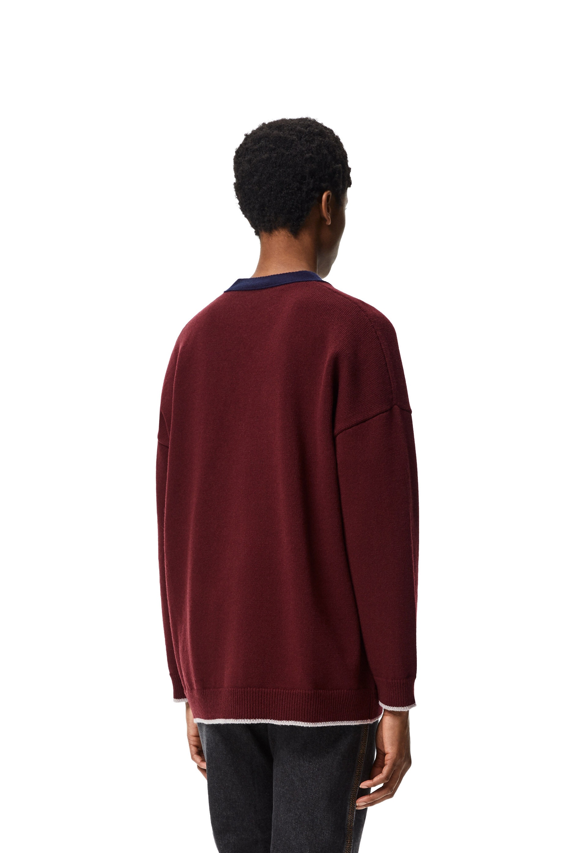 Anagram embroidered oversize cardigan in wool - 4