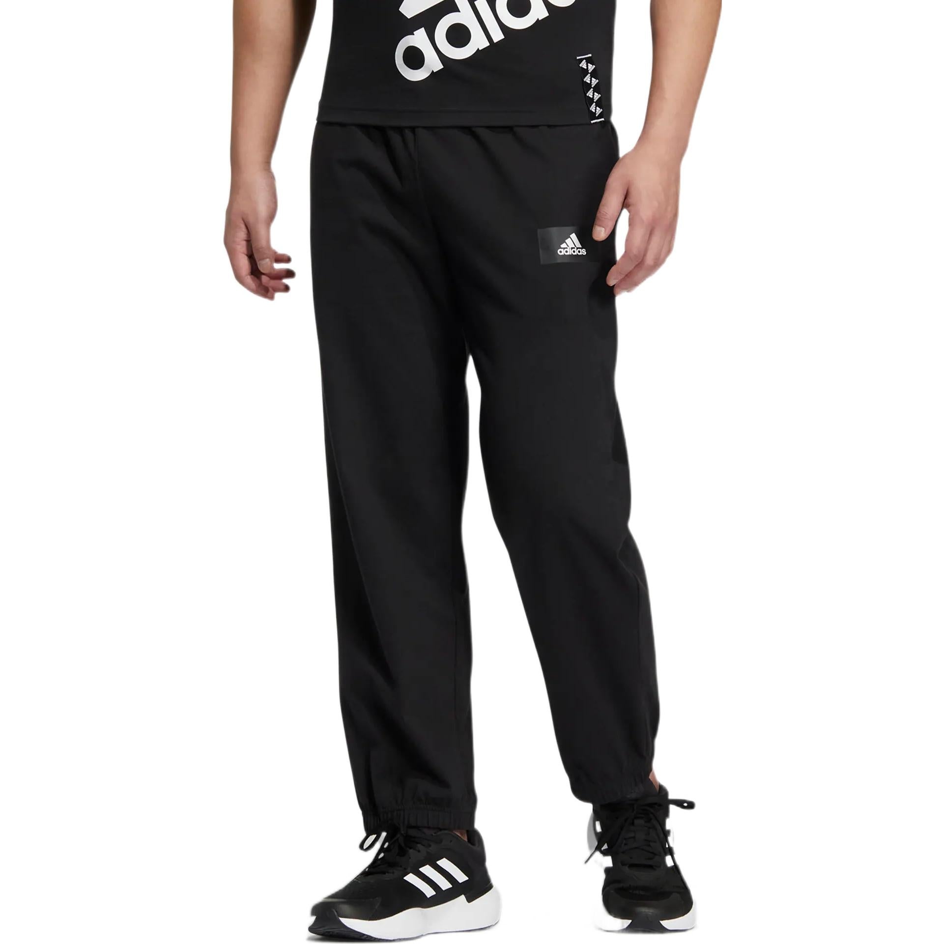 Men's adidas Jersey Pants Small Logo Solid Color Sports Pants/Trousers/Joggers Autumn Black IC7841 - 2