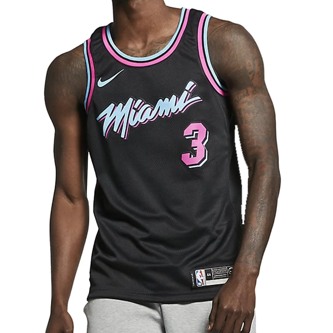 Nike NBA Jersey City Version Miami Heat Wade No. 3 'Black' AJ4622-013 - 1