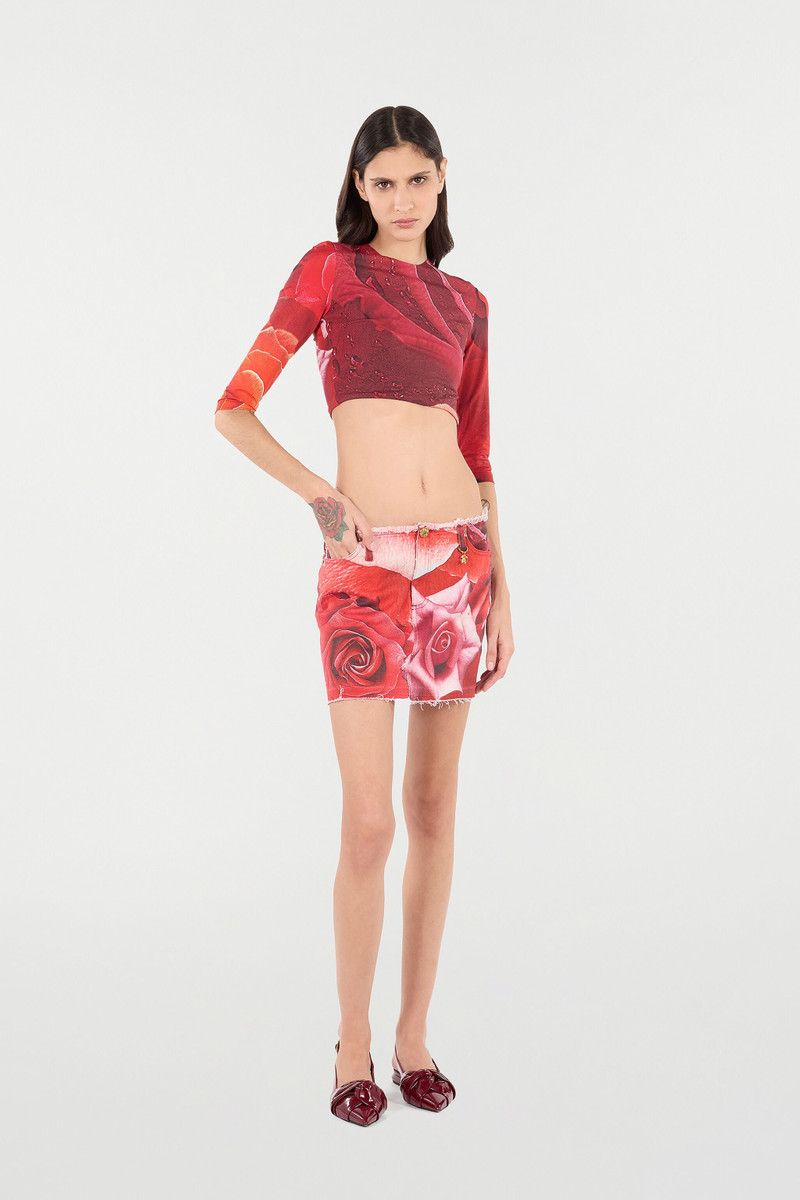 Roberto Cavalli Rose-Print Crop Top outlook