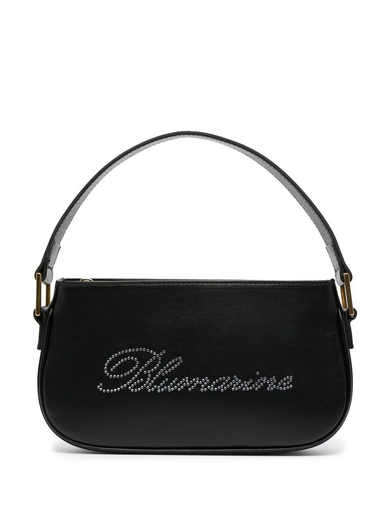 rhinestone-logo leather shoulder bag 1