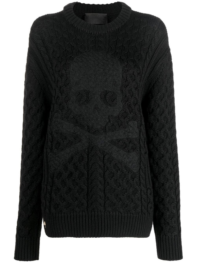 embossed skull wool jumper 1