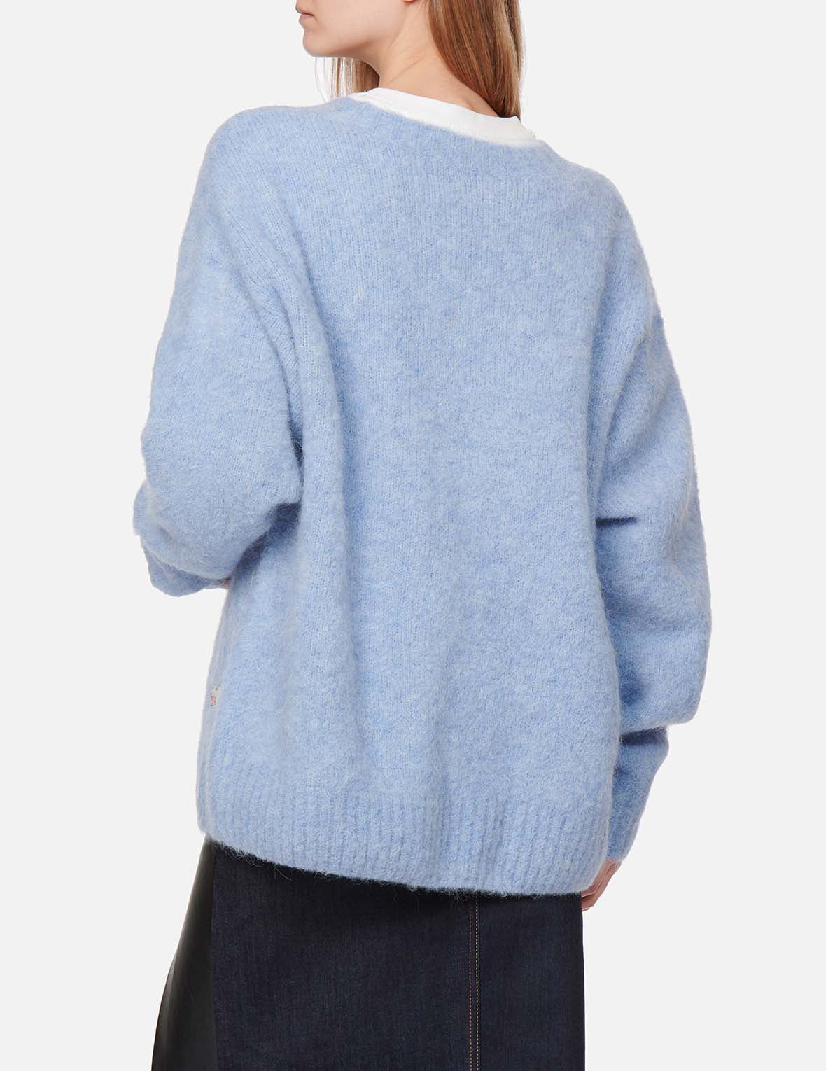 LOGO BADGE FLUFFY CARDIGAN - 4