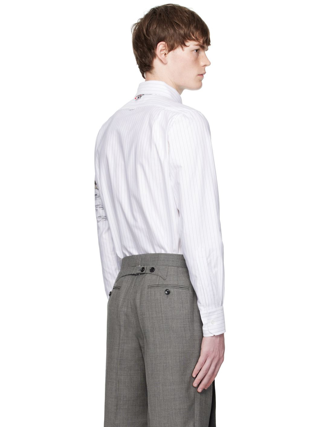 White Geese 4-Bar Pinstripe Oxford Shirt - 3