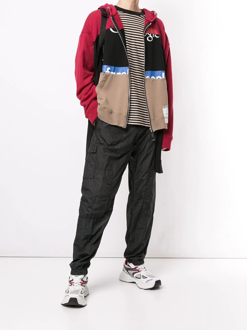 Border Docking contrast-panel hoodie - 2