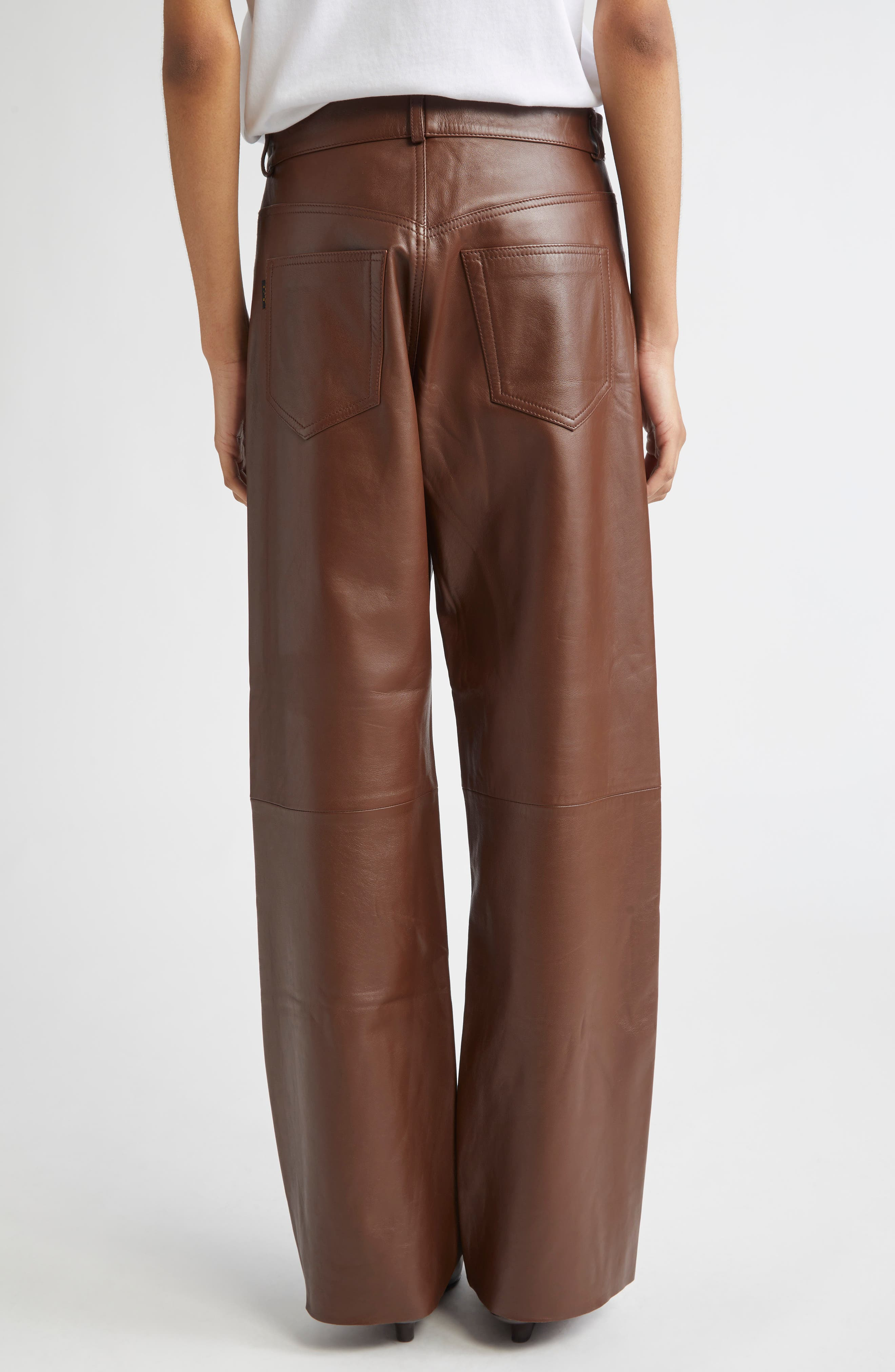 Haikure Bonnie Lambskin Leather Pants in Chocolate at Nordstrom - 2