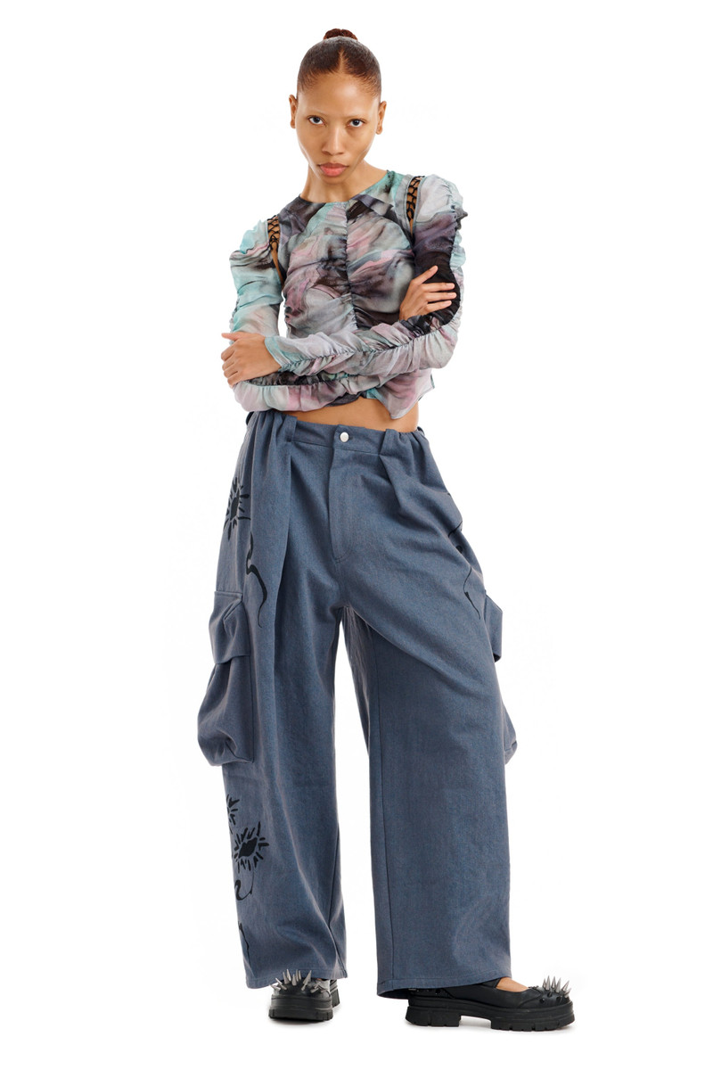 Collina Strada CHARCOAL DAISY PLEATED CARGO PANT outlook