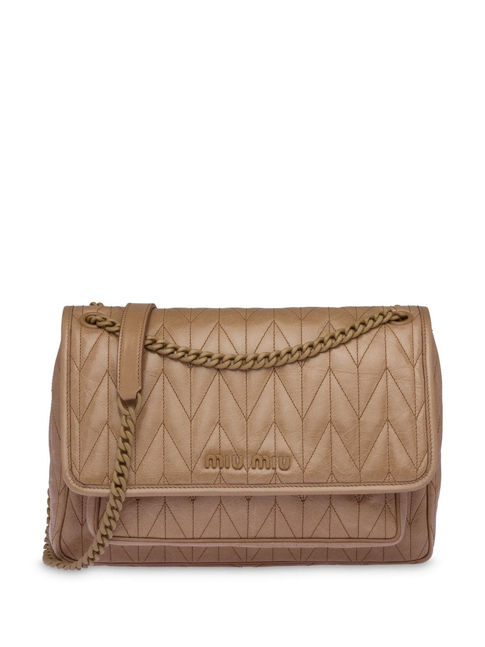 logo plaque quilted shoulder bag - 1