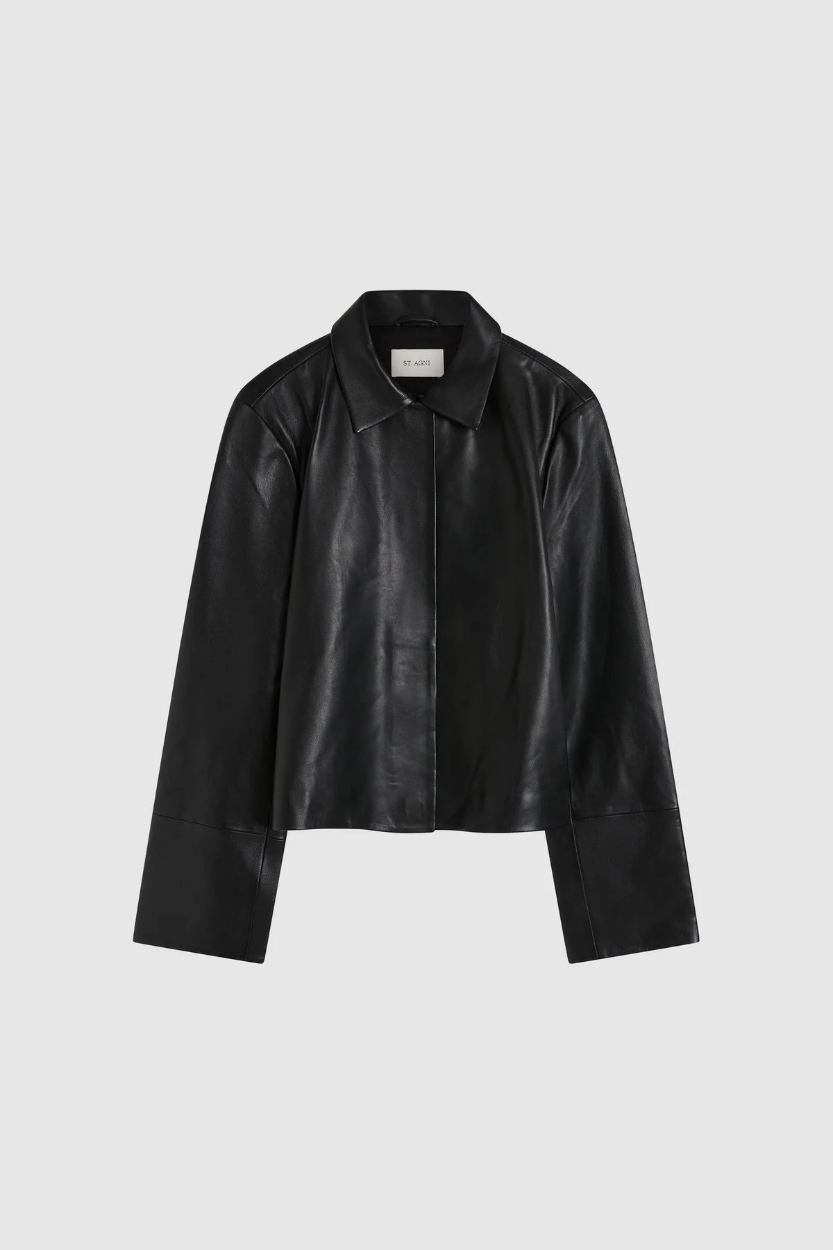 Leather Minimal Jacket - Black - 1
