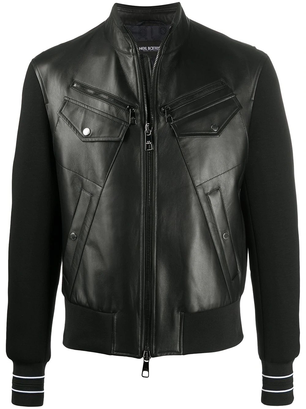 panelled leather jacket - 1