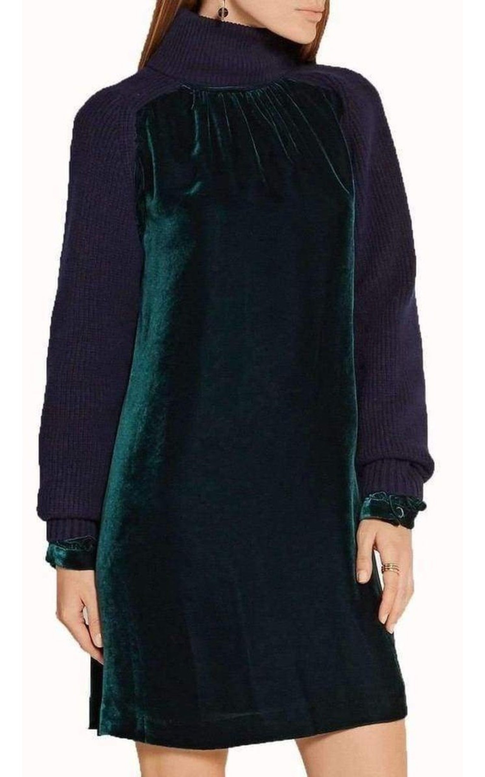 Wool Velvet Panelled Dress - 4