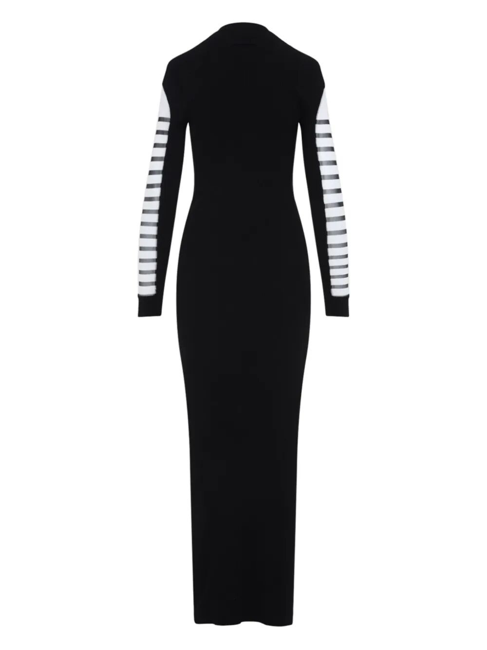 Jean Paul Gaultier Women Mix Mesh And Knit Long Sleeves Dress Printed "Mariniere" - 3