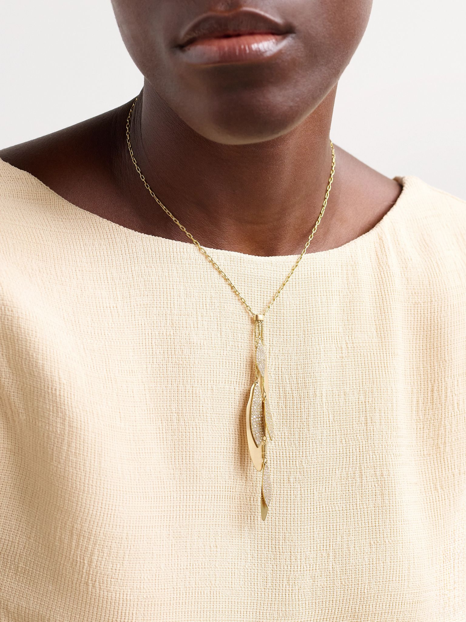 Falling Leaves 18-karat gold diamond necklace Gold - 2