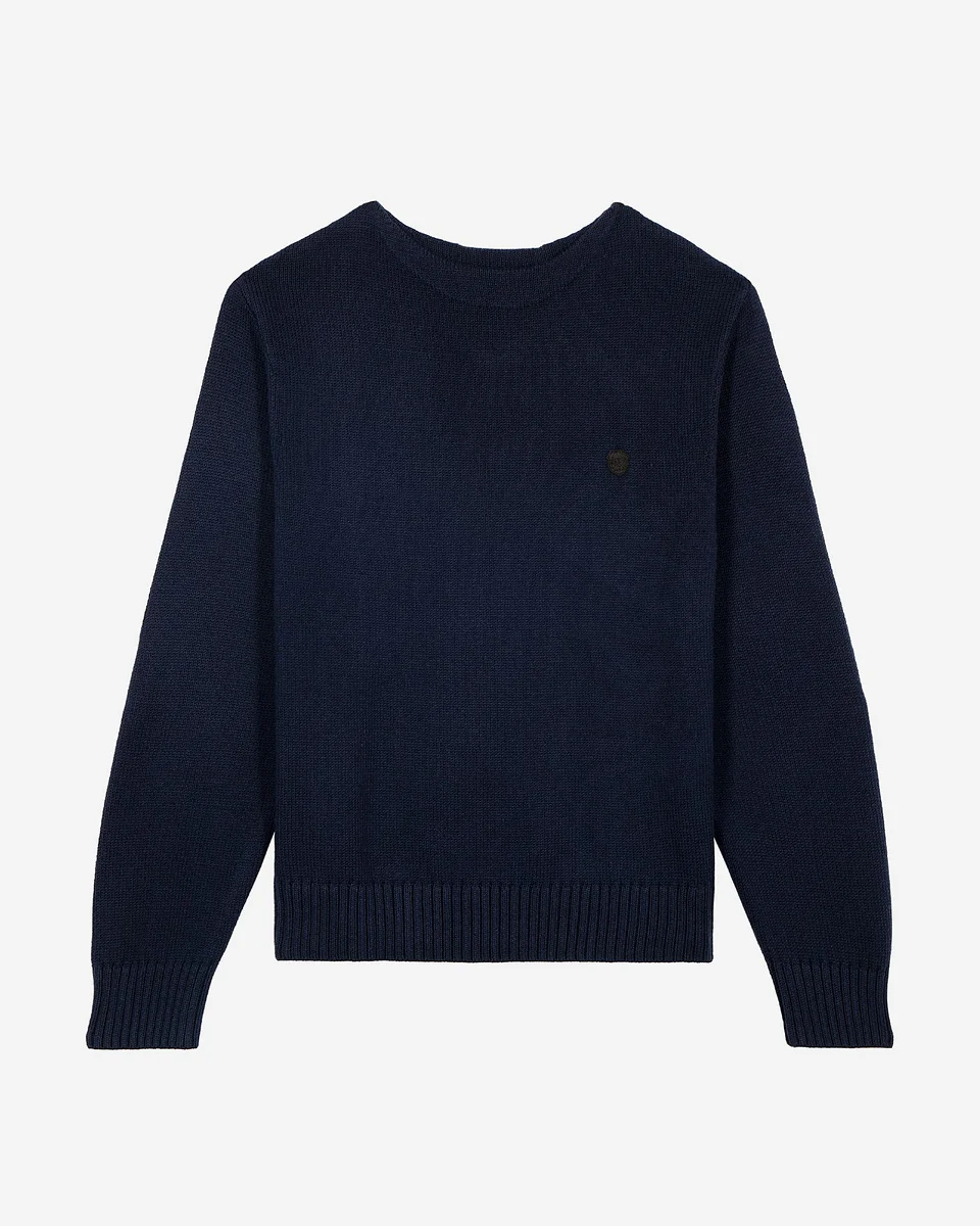 NAVY BOAT-NECK SWEATER - 1