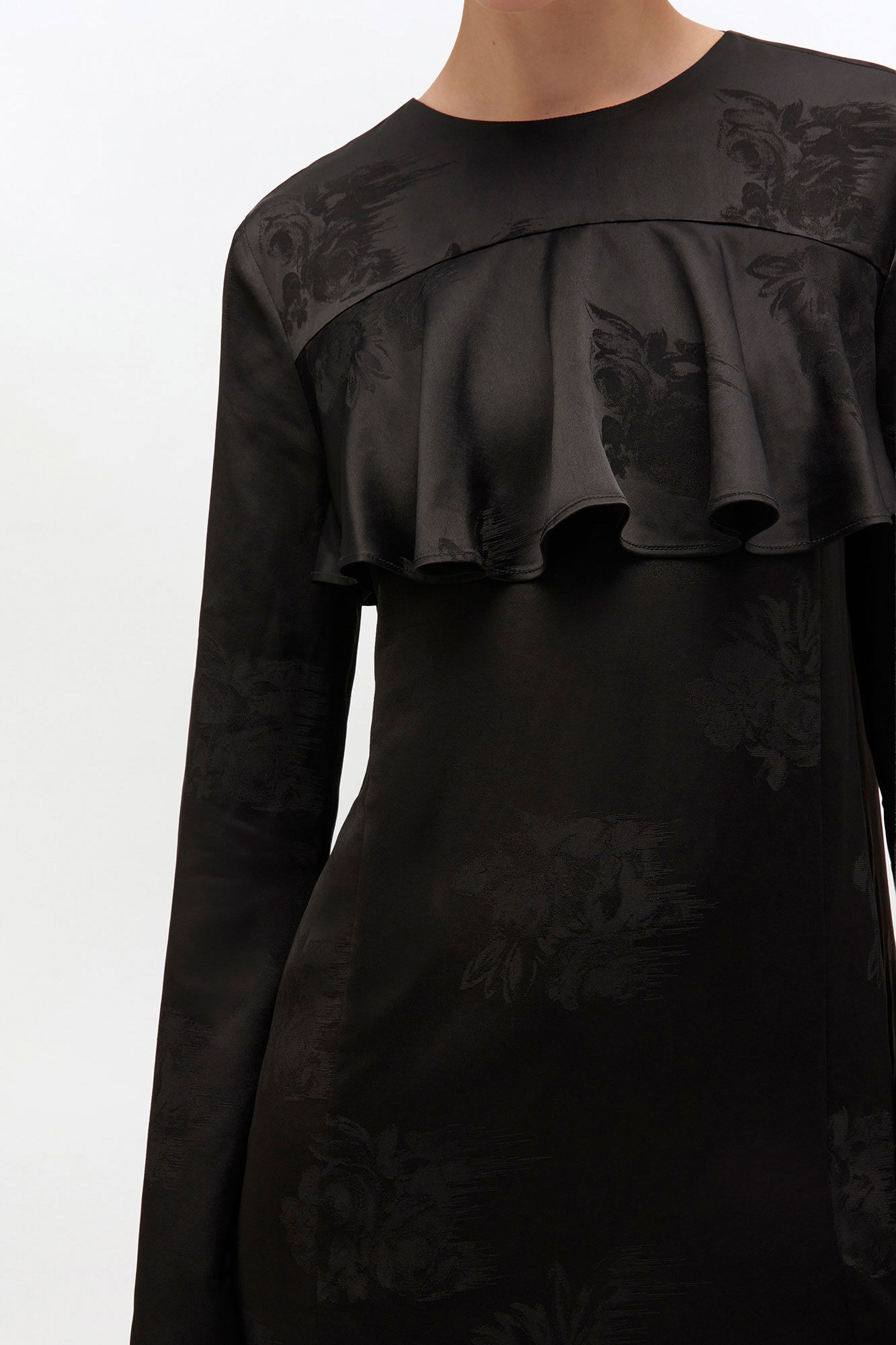 BLACK RUFFLE MINI DRESS - 4