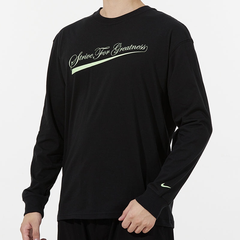 Men's Nike Lbj Nk Lion Ls Max90 Tee Alphabet Printing Sports Round Neck Long Sleeves Black T-Shirt D - 5