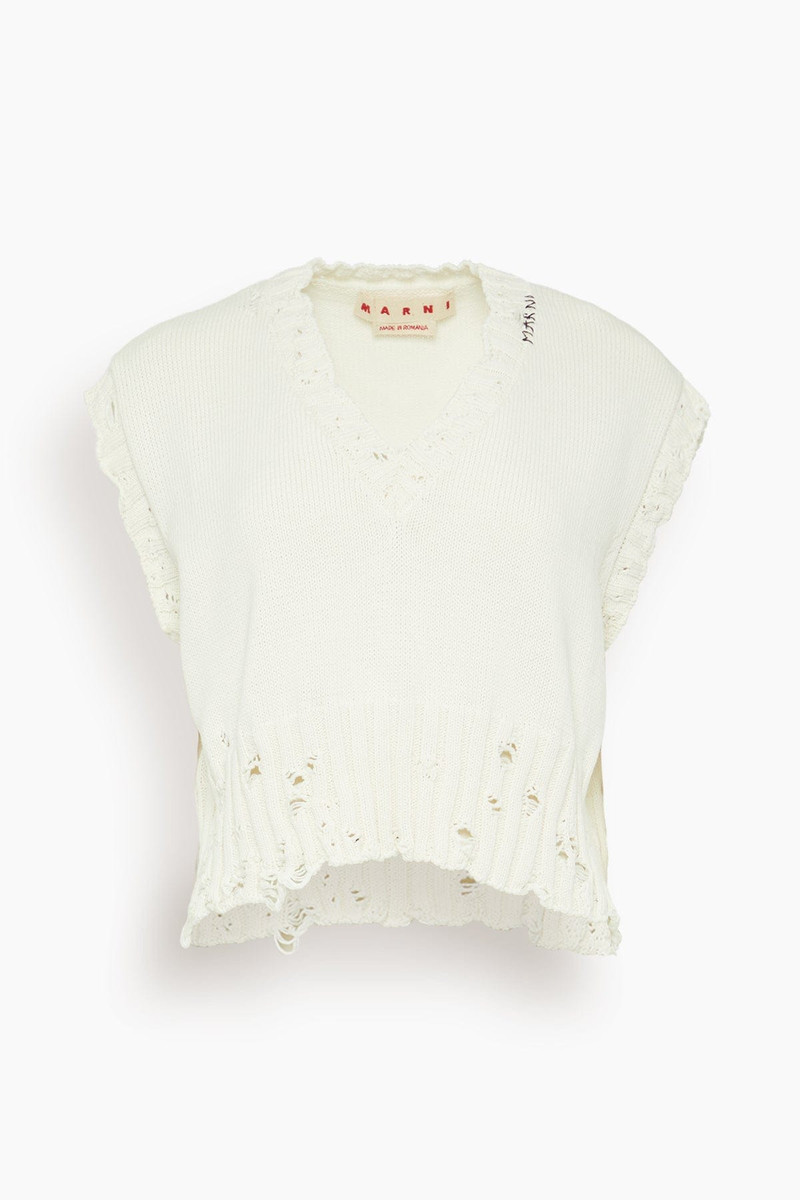 V-Neck Sweater Vest in Lily White 1