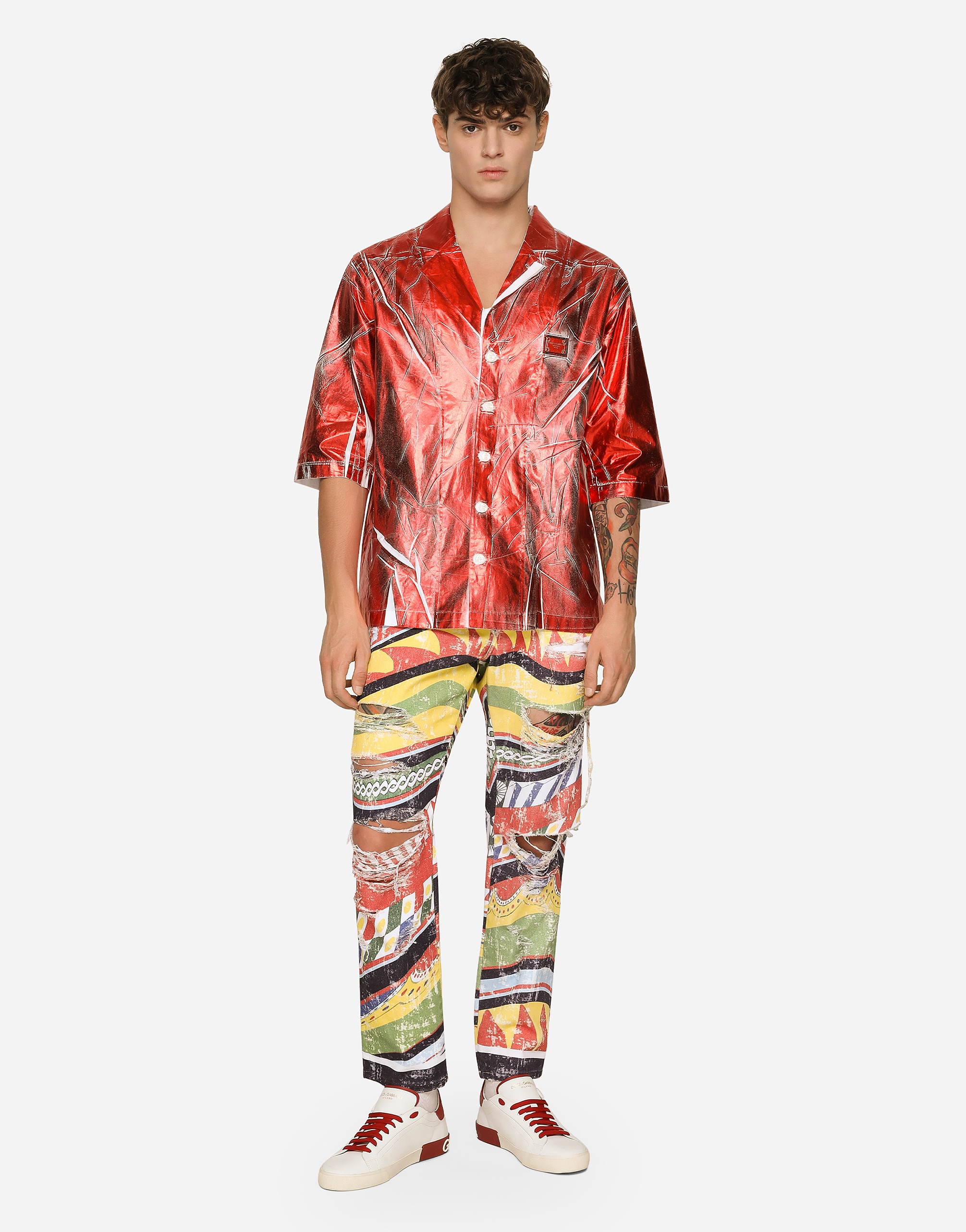 Loose overdyed jeans with carretto print - 2