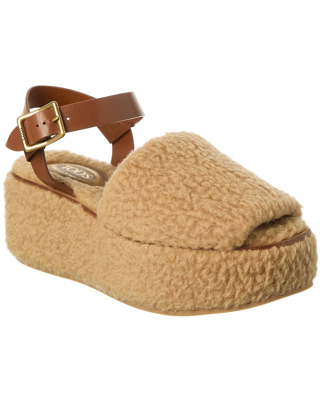 TOD’s Shearling & Leather Platform Sandal - 1